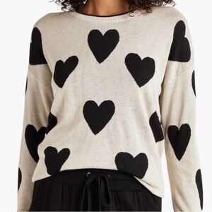 Splendid Cream and Black Heart Sweater